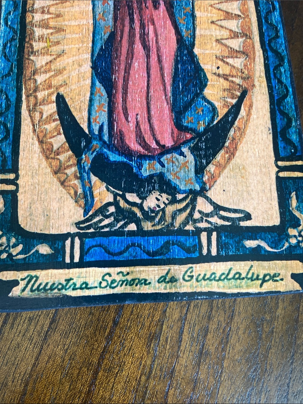 Vintage Our Lady of Guadalupe Retablo Signed New Mexico Folk Art - Picture 4 of 9